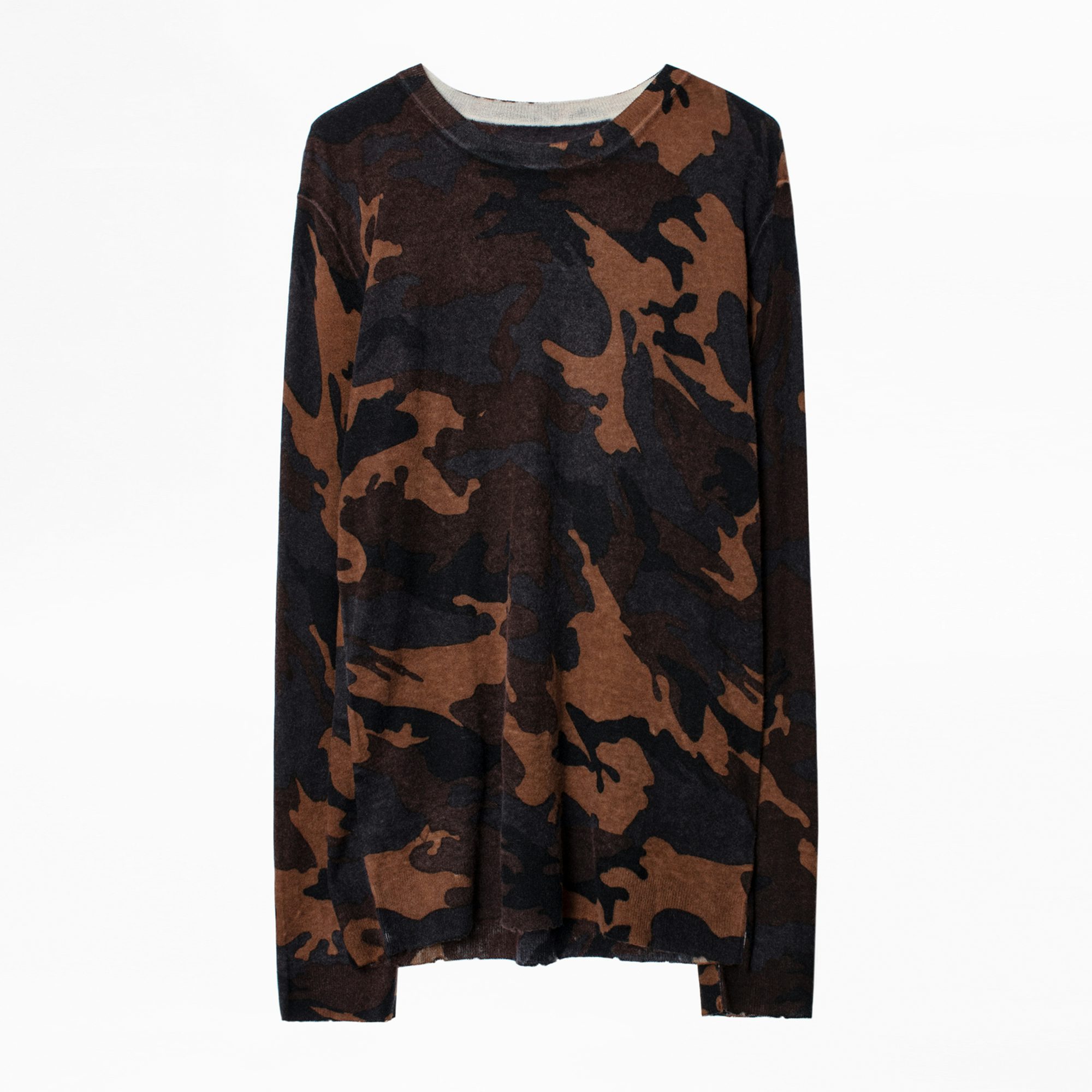 Kennedy Cashmere Sweater - Men’s camouflage motif sweater in featherweight cashmere.